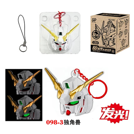New SD RX-78-2 Luminous Head Keychain Desktop Ornament backpack charm PVC Model Collectible Anime Figure Trendy Toy Gift