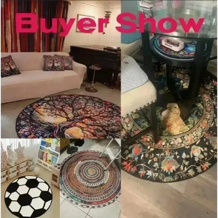 Basketball Patterned Flannel Circular Printed Carpet Suitable for Living Room Bedroom Kitchen E-sports Room Absorbent and Carpet