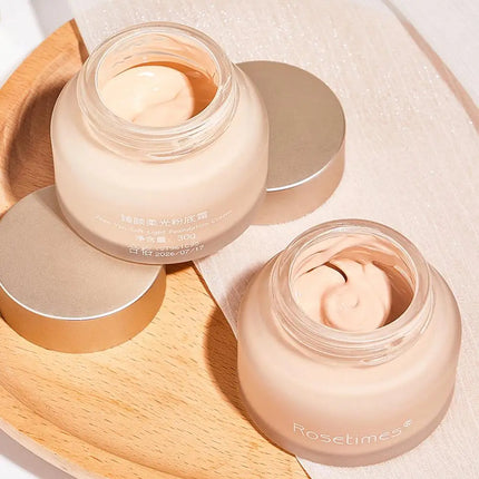 Rosetimes Soft Light Foundation Cream Waterproof Sweat-proof Concealer Ivory White Natural Color Moisturizing Liquid Foundation
