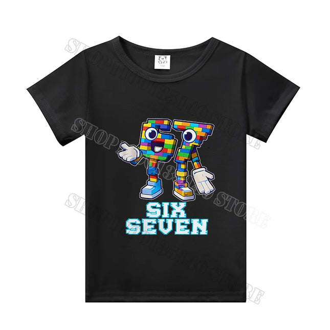 Steal A Brainrot Short Sleeve Children T-shirt 67 Six Seven Cotton Tops Tshirt Boys Girls Clothing Fashion Funny Meme T-shirts
