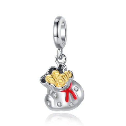 Lucky 925 Sterling Silver Money Tree Lucky Cat God of Wealth Dollar Treasure Charm Fit DIY Bracelet Necklace Good Luck Wish Gift