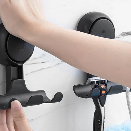 TAILI 2pcs Shaver Holder Washroom Wall Sucker Suction Cup Hook Razor No Drilling Bathroom Removable Reusable Shaver Holder Hook