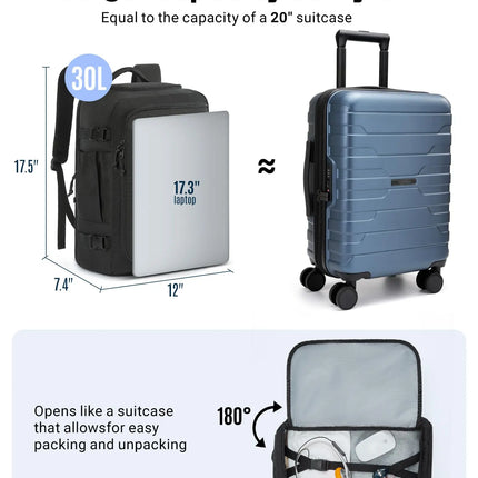 LIGHT FLIGHT Travel Backpack for Men TSA Large Airplane Cabin Backpack Lightweight Waterproof Laptop Backpack Urban Style