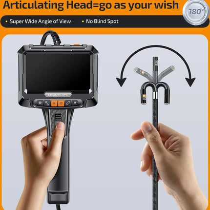 360 ° rotating dual-lens endoscope, 3.9MM 5-inch IPS endoscope inspection camera, automotive mechanical industrial endoscope