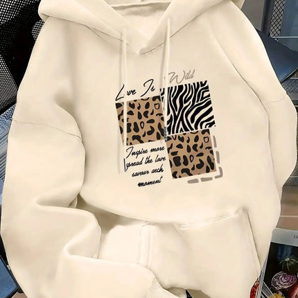 Women's autumn and winter loose casual comfortable letter printed thick long sleeved round neck hoodie pullover
