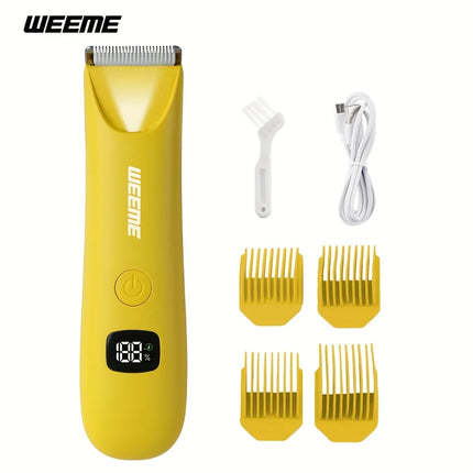 LED Bikini Body Trimmer Painless Hair Removal USB-C LCD 4 Guide Combs 90Min Skin Friendly Cordless for Women Men Gift