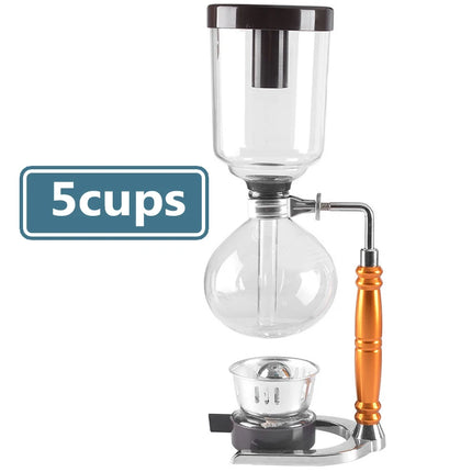 3/5Cups Syphon Pots High Quality Coffee Kettle Pot Set Filter Syphon Coffee Maker Tea Siphon Heat-Resistant Household Pot