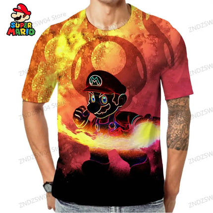 Super Mario T-shirts Parent-child Wear Fashion 2026 Summer Men's Children's T-Shirt Oversize Anime Tops Quick Dry Streetwear Y2k