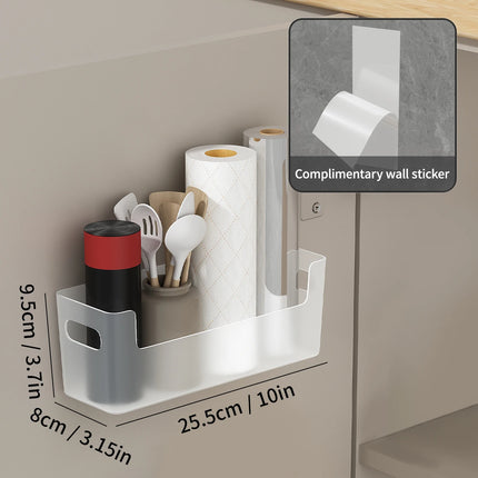 WORTHBUY Wall Mounted Punch Free Self Adhesive Storage Rack Holder Cabinet Door Plastic Organizer Shelf Kitchen Accessories