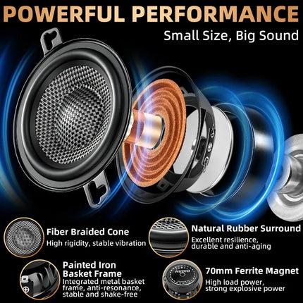 2 Pcs 3.5 Inch Midrange Bass Speaker Peak 300w 4 Ohm Carbon Fiber Basin HIFI High Power Audio Subwoofer Car Stereo Sound Speaker
