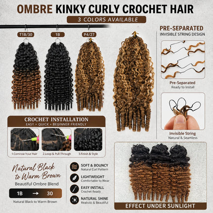 #4/27 Burmese Curly Crochet Human Hair 12A Water Wave With Spiral Curly End Miracle Knots Feather Crochet Hair For Boho Braiding