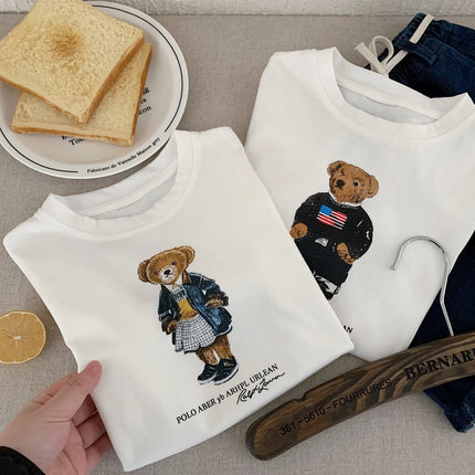 Children's T-Shirt Summer New Arrival Boys and Girls Cartoon Bear Short Sleeve T-Shirt Baby Korean Style Print T-Shirt