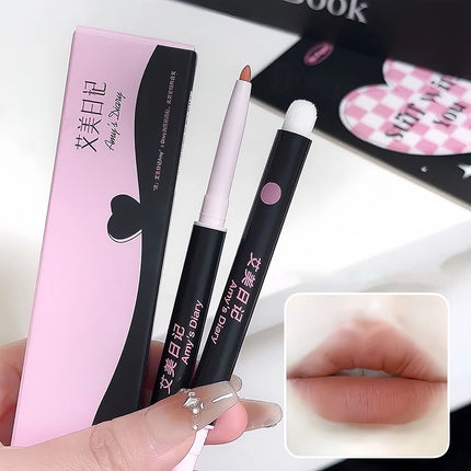 1Pc 3 Essential Colors Triple-Ended Waterproof Matte Lip Liner Pencil with Brush - Long-Lasting Non-Stick Natural Lip Makeup