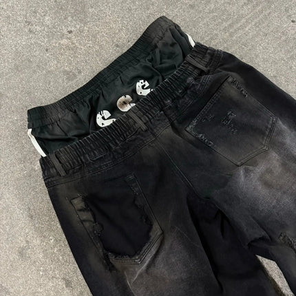 2026 New Y2K Striped Ripped Baggy Jeans for Men Women Harajuku Hip Hop Wide Leg Pants Korean Fashion Couple Casual Trousers