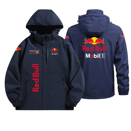 Red Bull Logo Men's Lightweight Hooded Jacket Outdoor Windbreaker Waterproof for Mountaineering Motorcycle Riding 2025 New Style