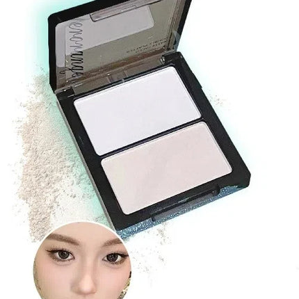 Face Brightening Highlighter,2 Colors Matte Platte Dry and Wet Natural Brightening Setting Powder,High Gloss Face Comestics
