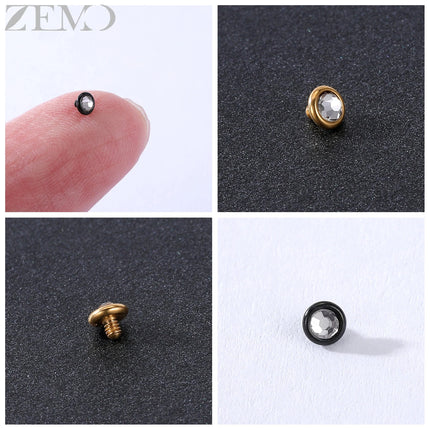 ZEMO 1 Piece 16G Stainless Steel Dermal Anchor Top 3MM/4MM Colorful CZ Crystal Micro Skin Diver Piercings Surface Body Piercing