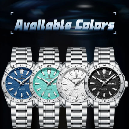 POEDAGAR Exquisite Fashion Men's Watches High Quality Waterproof Luminous Business Watch For Men Date Week Quartz Men's Wristwatch