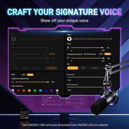 maono PD200X XLR/USB Dynamic Microphone for Gaming Recording Streaming Youtube Metal Mic with Software Tap-to-Mute Gain Knob