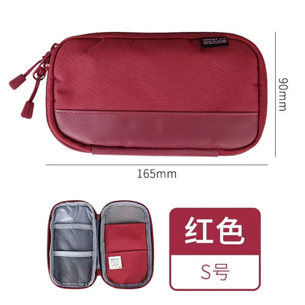 Lihit Lab Large Capacity PU Waterproof Pencil Case Big Pen Holder, Fabric Stationery & Sundry Bag for School Students