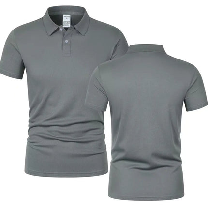 2025 Solid color polo shirt ultra-light men's quick-drying breathable sweat-wicking shirt suitable for fitness gym and running