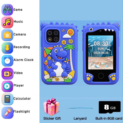 Mini Kids Smart Phone 8GB Cartoon Unicorn 2.8'' Stories Music Camera Habit Track Baby Mobile Toy Phone Educational Tools Gifts