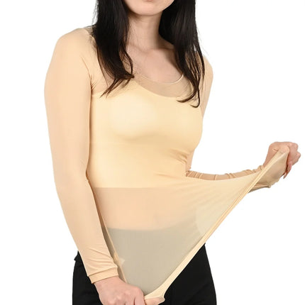 Women's Thermal Underwear Bottoming Shirt  Autumn Winter Ladies Thin Thermal Skin Top Pullover Elastic Long-sleeved T-shirt L-XL