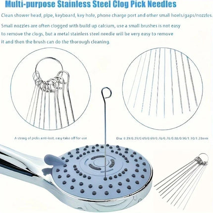 10set Showerhead Cleaning Needle Stainless Steel Keyboards Shower Heads Needle Cleaner Home Multi-purpose Nozzle Cleaning Tool
