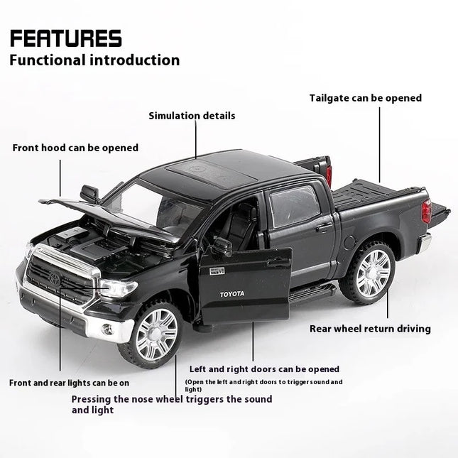 1:32 Toyota Tundra Pickup Truck Off Road Alloy Diecast Model Hight Simulation Sond & Light Toy Gift For Friends Desktop Ornament