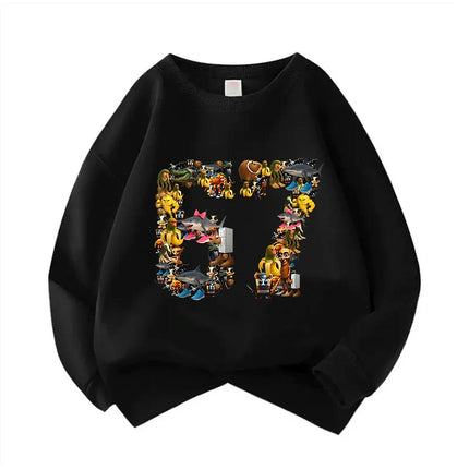 Pullover Spring Crew Neck Six Seven Italian Brainrot 67 Number Graphic Print Hoodie Boy/Girl Kids Comfortable Sweatshirt