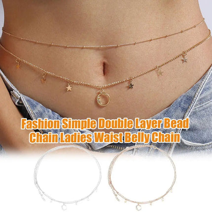 Waist Chain Sexy Belly Belt Waist Chain Women Double Chain Sexy Sexy Pants Fashion Chain Layer Adjustable Waist Chain I2Y2