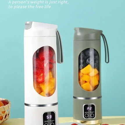Portable Cordless USB Rechargeable Electric Juicer Cup Blender with Digital Display for Fruit Milkshake Making Home Outdoor Use
