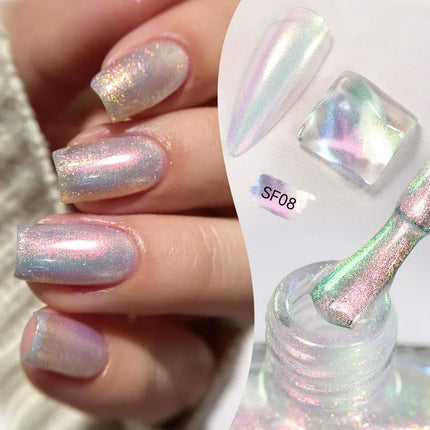 LILYCUTE 7ml Pink Glitter Nail Polish Colorful Bright Shining Pearl Effect Nail Art DIY Decoration No Need of Lamp to Cure