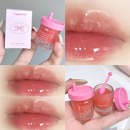 Cappuvini Nourishing Moisturizing Juice Cup Packaging Lip Mask Lip Lines Reducing Fruity Lip Balm Lip Care