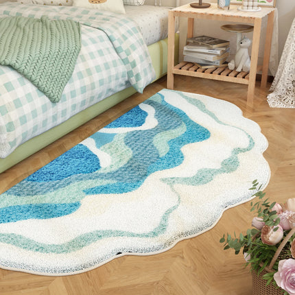 Fresh Style Living Room Decoration Green Carpet Thicken Plush Rugs for Bedroom Irregular Shapes Rugs for Bedroom Fluffy Soft Rug