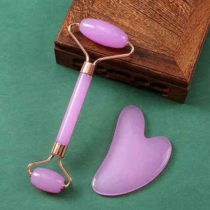 2Pcs Roller for Face Neck Eye Facial Massage Kit Ice Face Roller Gua Sha Board Portable Facial Massage Roller Lifting Contouring