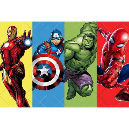 Avengers Backdrops Children Birthday Decoration Custom Text Superhero Photography Background Spider-Man Captain America Iron Man