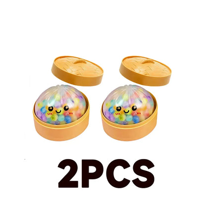 New Colorful Glitter Bead Filled Dumpling Squishy, Blind Box with Gift Box & Hidden Style, Stress Relief Sensory Squeeze Toy