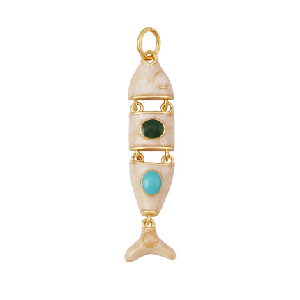 Enamel Fish Bone Squid Marine Sea Dalphin Charm Pendant,18K Real Gold Silver Plated Zircon Jewelry Finding Supplies S87 S75