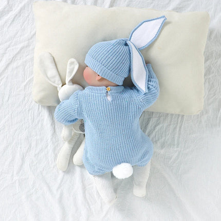 Spring Baby Easter Clothes Sets Cute Rabbit Ear Hats+Bodysuits Newborn Boys Girls Outfits 2pcs Autumn Winter Infant Knit Costume