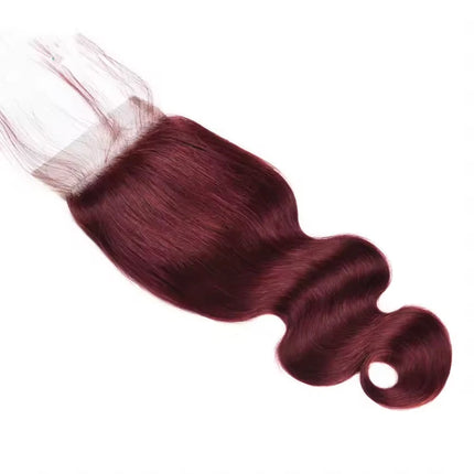 99J Burgundy Body Wave 13X4 Lace Frontal Burmese Human Hair Preplucked 4x4 Transparent Lace Closure Human Hair 8-20 Inch