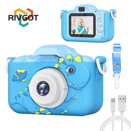 Kids Camera 1080HD Children Digital Camera for Kids with Silicone Protective Case Dinosaur Toy Camera Birthday Gift Boy Ages 3-6