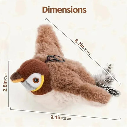 Touch Activated Toy Pet Hot Simulated Vocalize Plush Bird Cat Toy Interactive Dog Rechargeable Chirping Flapping Bird (no Flying)