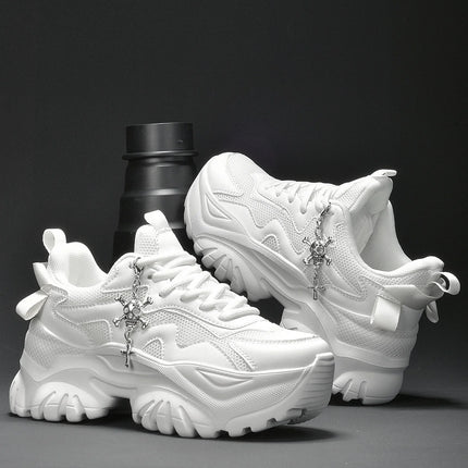 Women's outdoor four seasons fashion casual shoes Black platform high heels women's Halloween punk style light women's sneakers