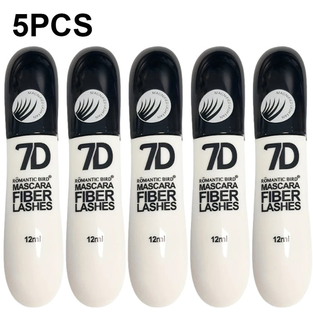 5PCS 7D Fiber Mascara Set Waterproof Durable Curling Sweatproof Anti-smudge Slimming Base for All Skin Types