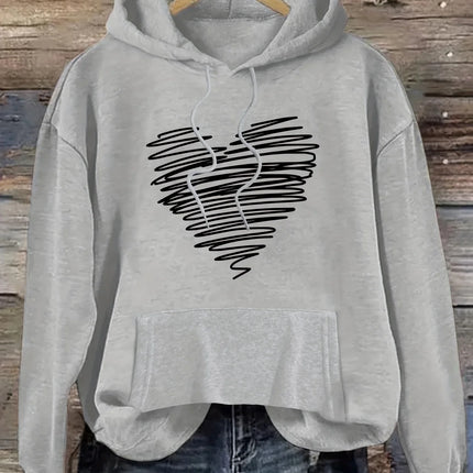 Women's autumn and winter warm and loose casual NOPE not today printed suede long sleeved hooded sweatshirt