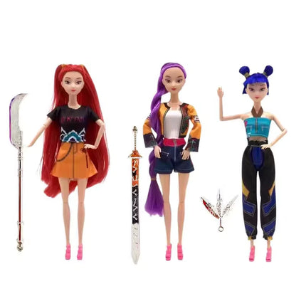 Kpop Rumi Mira Zoey Vinyl Doll Anime Hunters Girl 11 Inch Articulated With Theme Music Cute Toy 3PCS Set Gift for Kids Girl Fans
