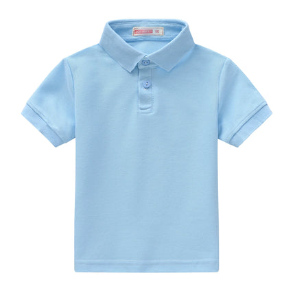 Summer boys and girls solid color short sleeved T-shirt top, children's fashion lapel short sleeved polo shirt, formal student o