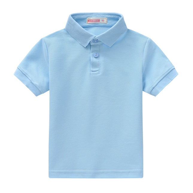 Summer boys and girls solid color short sleeved T-shirt top, children's fashion lapel short sleeved polo shirt, formal student o