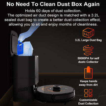 Robot Vacuum Cleaner ABIR K30,Auto-empty Dock,UV Spot Cleaning,6500PA Suction,Multi-floor Map,Customized Wet Dry Room Cleaning,